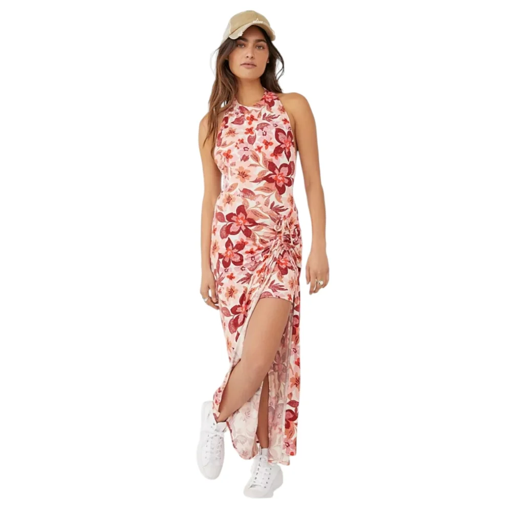 Free People‎ Mimi Floral Racer Back Halter Side Slit Maxi Dress - Picture 2 of 7